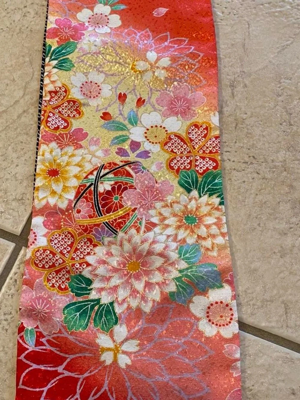 Floral Red and black  Obi Belt Scarf - Women's Accessory